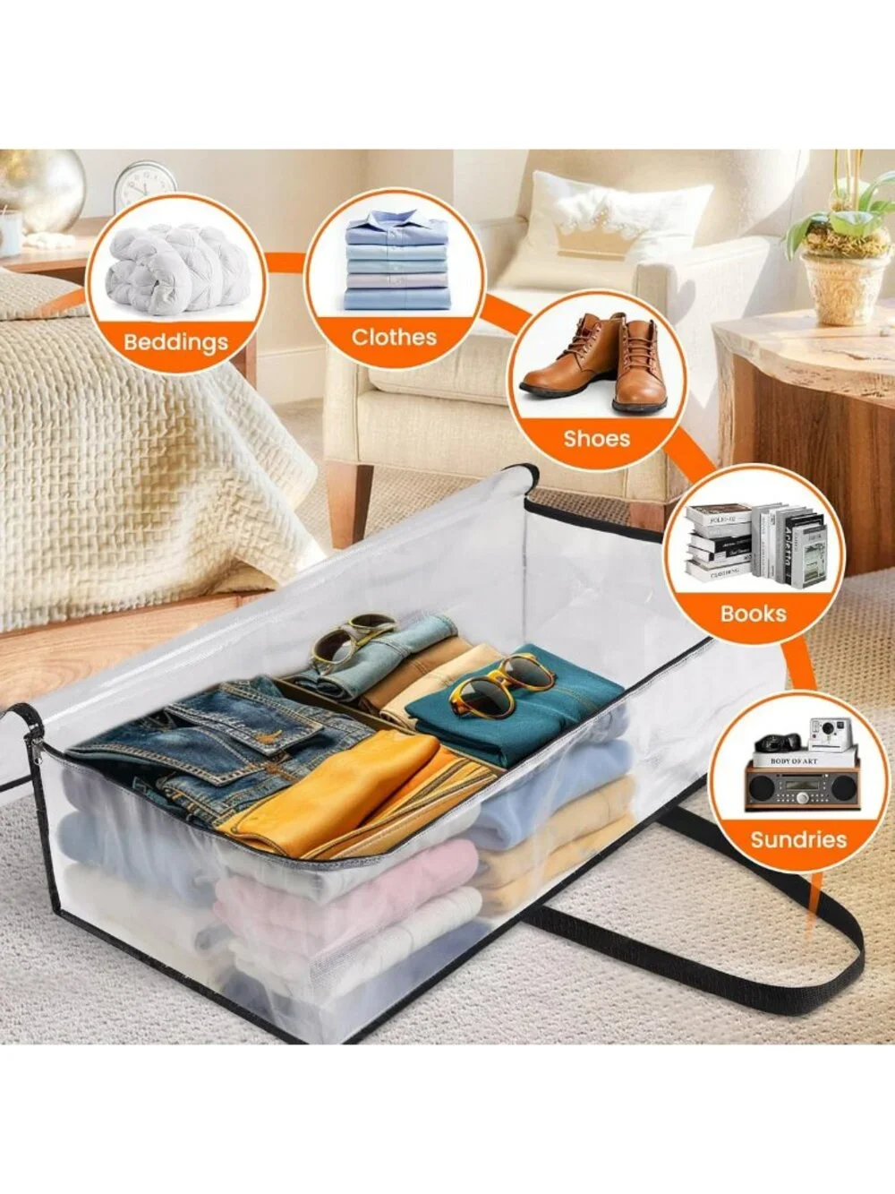 8 Pack Clear Storage Bags for Comforters & Bedding - 90L Space-Saving Solution